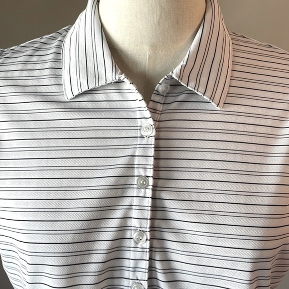 EP PRO TOUR TECH women’s sleeveless GOLF polo shirt striped textured buttons LRG - Picture 3 of 12